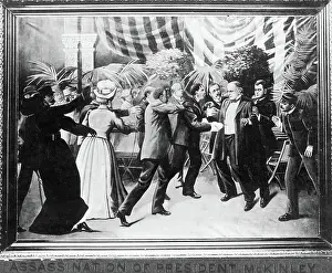 Assassination Prints: Assassination of President McKinley (Wash Drawing) by T. Dart Walker