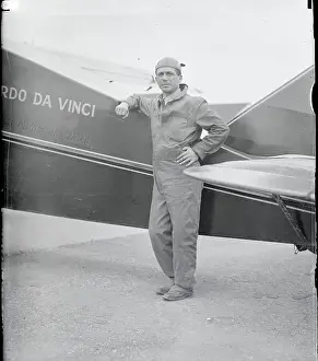 Assen Jordanoff Posing with Aircraft