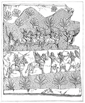 Riding Prints: Assyrian warriors (c. 700 BC), ancient relief