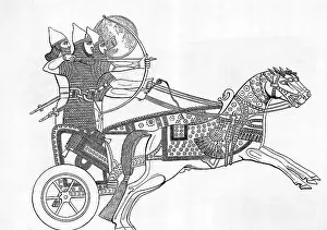 Chariot Prints: Assyrian Warriors In Chariot; Bow/Arrow