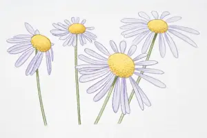 Daisy Prints: Aster novi-belgii, New York Asters or Michaelmas Daisy, front view