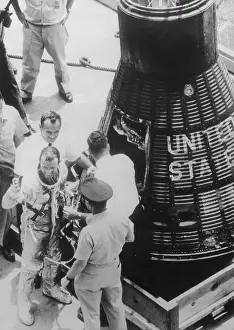 Astronaut Gordon Cooper Emerging from Capsule
