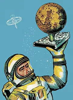 Futuristic Prints: Astronaut Holding Planet