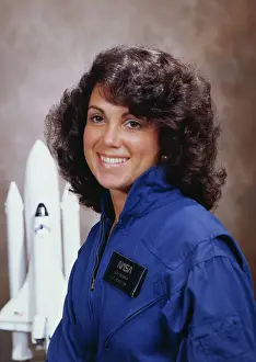 Brown Background Prints: Astronaut Judith A. Resnick in Uniform