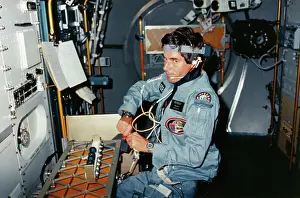 Astronaut Ulf Merbold Inside Experimental Facility