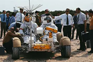 James B Prints: Astronauts Driving a Lunar Roving Vehicle