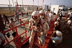 James A Prints: Astronauts Heading to Their Space Capsule