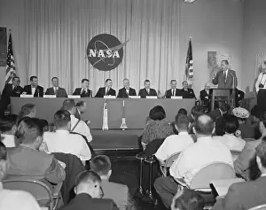 Cosmic Chronicle Prints: Astronauts Meeting Press