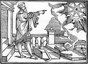 Astronomer Prints: Astronomer Pointing To Celestial Phenom