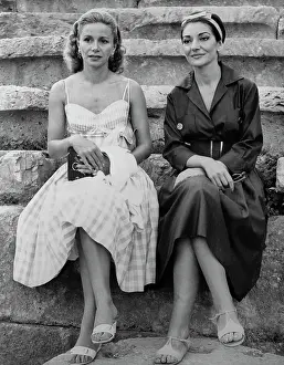 Delphi Prints: Athina Onassis and Maria Callas Sitting Together on Steps