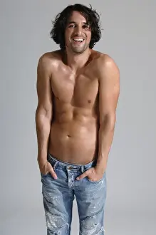30 34 Years Prints: Athletic man, early 30s, bare-chested wearing jeans