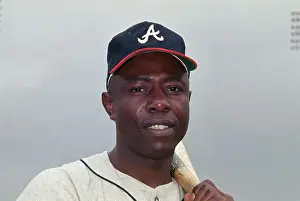 Hank Aaron Prints: Atlanta Braves Outfielder Hank Aaron Holding Bat