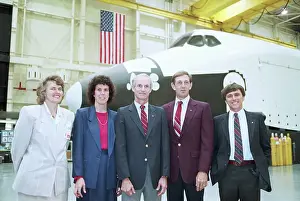 Astronaut Prints: Atlantis Crew Pose with Mock Up Of Shuttle