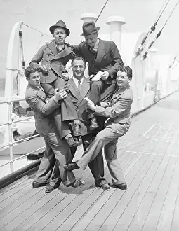 Fitness Prints: Atlas Returns, Holding Five Men In Air