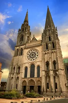 Catholic Prints: atmospheric, attraction, cathedrale notre-dame de chartres, catholic, centre-val de loire