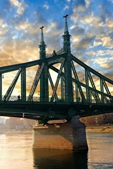 Evening Atmosphere Collection: atmospheric, bridge, bridge pile, building, danube, evening atmosphere, evenings