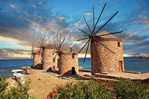 Traditional Windmills Gallery: atmospheric, chios, evenings, ocean, traditional, wind mill