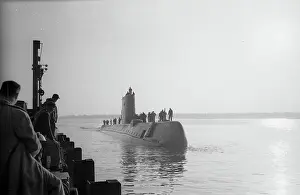 Atomic Submarine Nautilus Nearing Dock