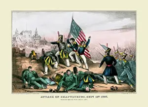 Mexican American Prints: Attack on Chapultepec, Sept. 13th 1847