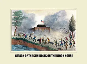 Native American Prints: Attack of the Seminoles on the block house