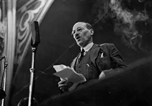 Prints of The English Labour statesman Clement Richard Attlee, (1883 - 1967), 1st Earl Attlee, speaking at the Labour Party conference, as leader of the opposition, June 17, 1939 A Quiet Strength: A Leader Who Shaped Modern Britain: Attlee Addresses Labour Party