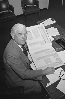 Attorney Henry Wade Sitting at Desk with Jack Ruby Scrapbook