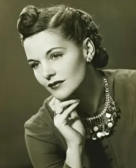 Attractive young woman, (B&W), portrait