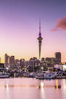 Images Dated 10th May 2015: Auckland financial district and harbour at dawn, New Zealand