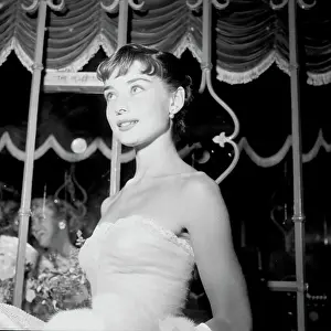 Prints of UNITED STATES - SEPTEMBER 14: September 14, 1953, California, Westwood, Audrey Hepburn, attending the movie benefit premiere of Roman Holiday. (Photo by Earl Leaf/Michael Ochs Archives/Getty Images) Elegance Personified – A Classic Art Print Collection: Audrey Hepburn
