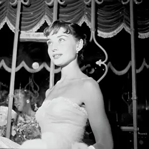 Prints of UNITED STATES - SEPTEMBER 14: September 14, 1953, California, Westwood, Audrey Hepburn, attending the movie benefit premiere of Roman Holiday. (Photo by Earl Leaf/Michael Ochs Archives/Getty Images) Elegance Personified – A Classic Art Print Collection: Audrey Hepburn