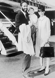 Passenger Airplane Prints: Audrey Hepburn and Family at Airplane