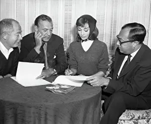 Screenwriter Prints: Audrey Hepburn an Gary Cooper Signing Contract