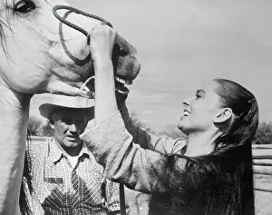 Durango Prints: Audrey Hepburn with Horse on Set of The Unforgiven