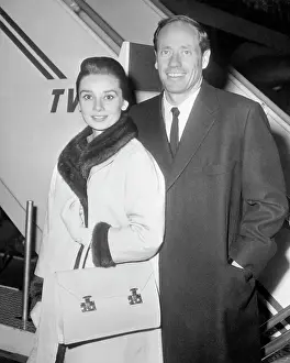 Gangway Prints: Audrey Hepburn and Mel Ferrer at Airport