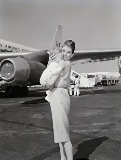 Passenger Airplane Prints: Audrey Hepburn with Son Sean