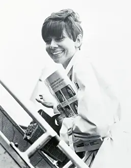 Gangway Prints: Audrey Hepburn Walking up Airplane Gangway
