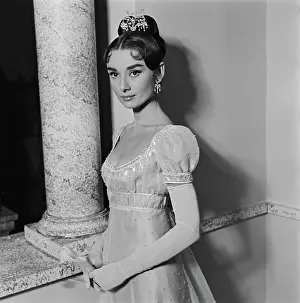 Prints of British actress Audrey Hepburn (1929 - 1993) in costume as Natasha Rostova during the filming of War and Peace in Italy, 26th August 1955. (Photo by Archive Photos/Getty Images) Elegance Personified – A Classic Art Print Collection: Audrey Hepburn In War And Peace