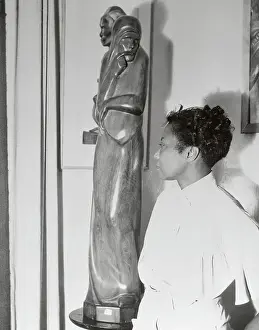 Womens Art Prints: Augusta Savage Looking at Her Statue Design