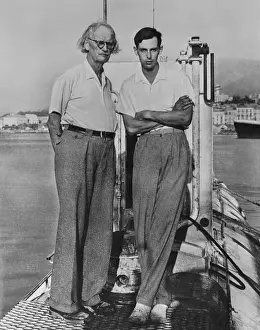 Auguste and Jacques Piccard Standing on Vessel