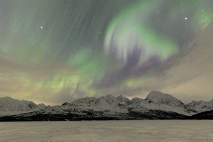 Images Dated 3rd February 2017: Aurora Borealis on Jaegervatnet, Lyngen Alps, Norway