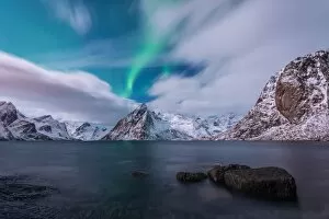 Images Dated 31st January 2015: Aurora Borealis over Norwegian Fjord