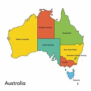 Ethnicity Gallery: australia, map, country - geographic area, local landmark, color image, vector, illustration