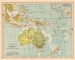 Images Dated 17th February 2017: Australia and pacific islands map 1898