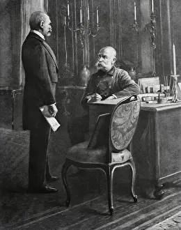 Franz Josef Prints: Austrian Emperor Franz Joseph I at Desk in Schoenbrunn Palace