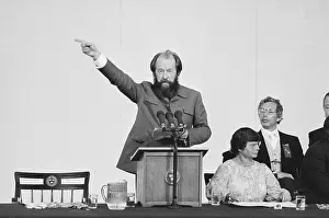 Author Alexander Solzhenitsyn Speaking at Podium