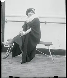 Author Fannie Hurst Posing on Ship Deck