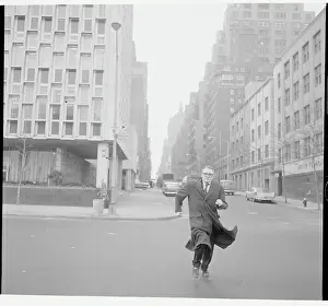 Author James T. Farrell Crossing Manhattan Street