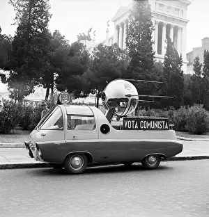 Float Prints: Auto Float With Model Of Soviet Sputnik