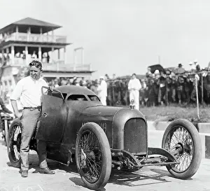 Racetrack Prints: Auto Racer Barnby Oldfield and Race Car