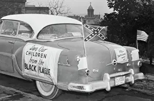Nashville Prints: Automobile Decorated with Signs and American Flags